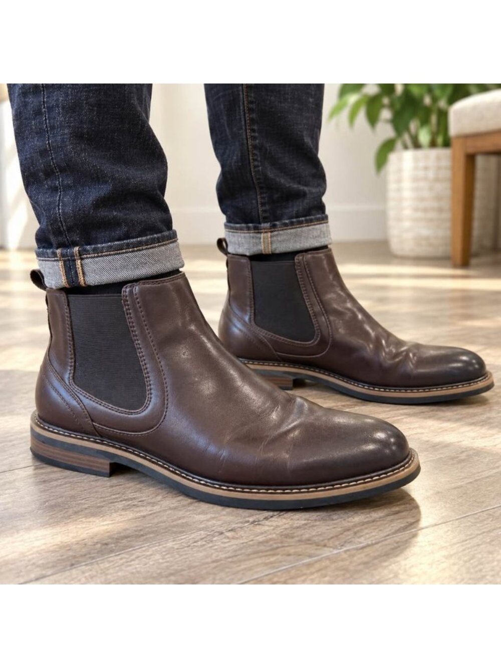 Kenneth Cole Brennan Brown Leather Chelsea Boots Men’s Size 9